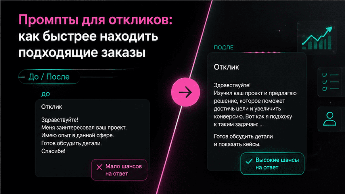 До / после split: Промпты для откликов: как быстрее находить подходящие заказы