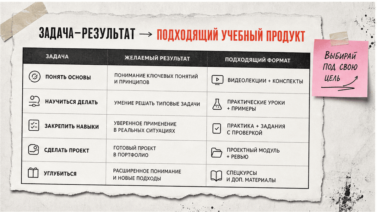 Сравнительная таблица / UI-мокап: 1. Определите задачу-результат и выберите один продукт Meta Box