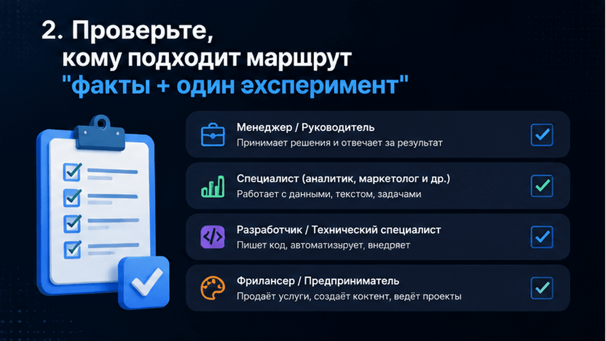 Чеклист / printable board: 2. Проверьте, кому подходит маршрут 