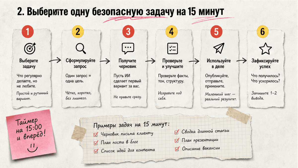 Список безопасных задач для первого дня с ChatGPT