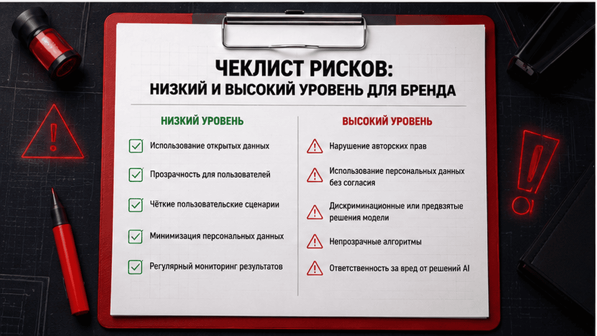 Чеклист / printable board: Чеклист рисков:低кий и высокий уровень для бренда