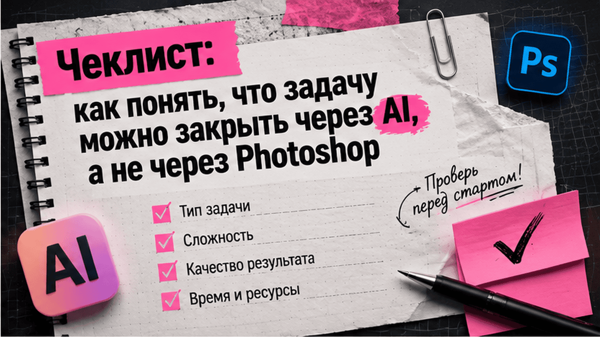 Чеклист / printable board: Чеклист: как понять, что задачу можно закрыть через AI, а не через Photoshop