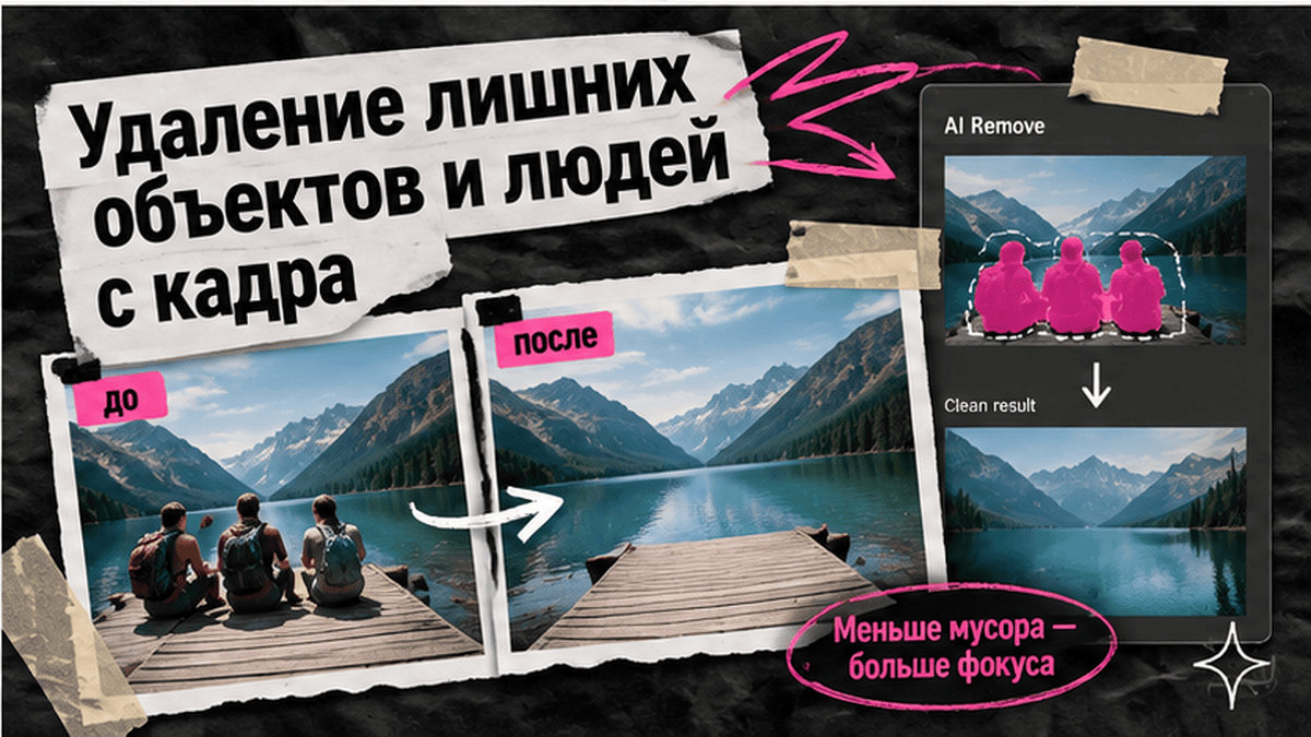 Zine-коллаж / мем-слой: Удаление лишних объектов и людей с кадра