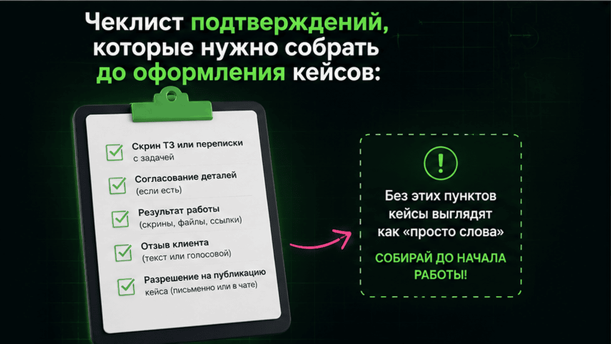 Чеклист / printable board: Чеклист подтверждений, которые нужно собрать до оформления кейсов