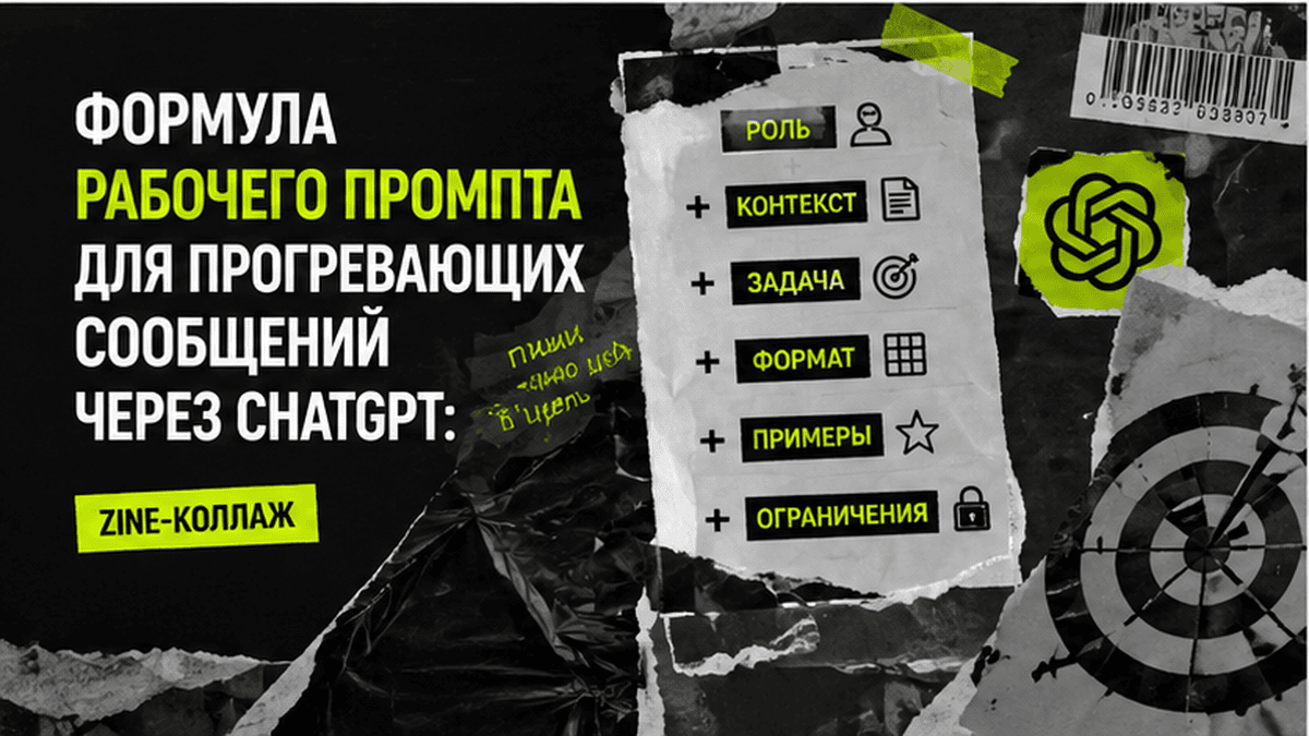 Zine-коллаж / мем-слой: Формула рабочего промпта для прогревающих сообщений через ChatGPT