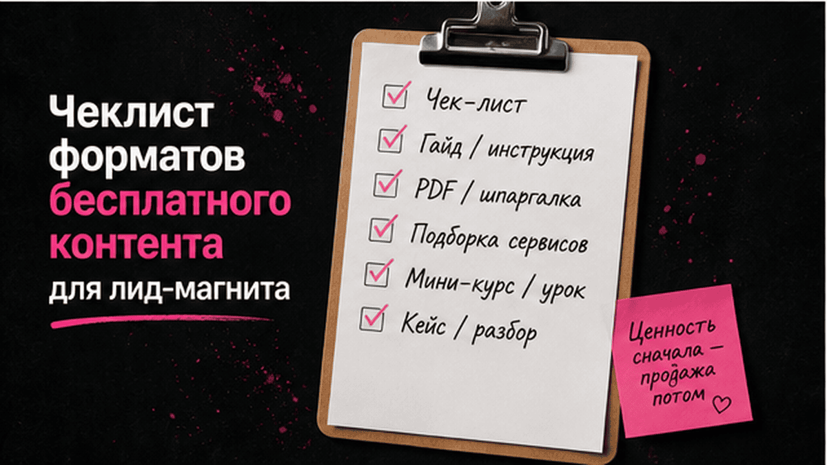 Чеклист / printable board: Чеклист форматов бесплатного контента для лид-магнита