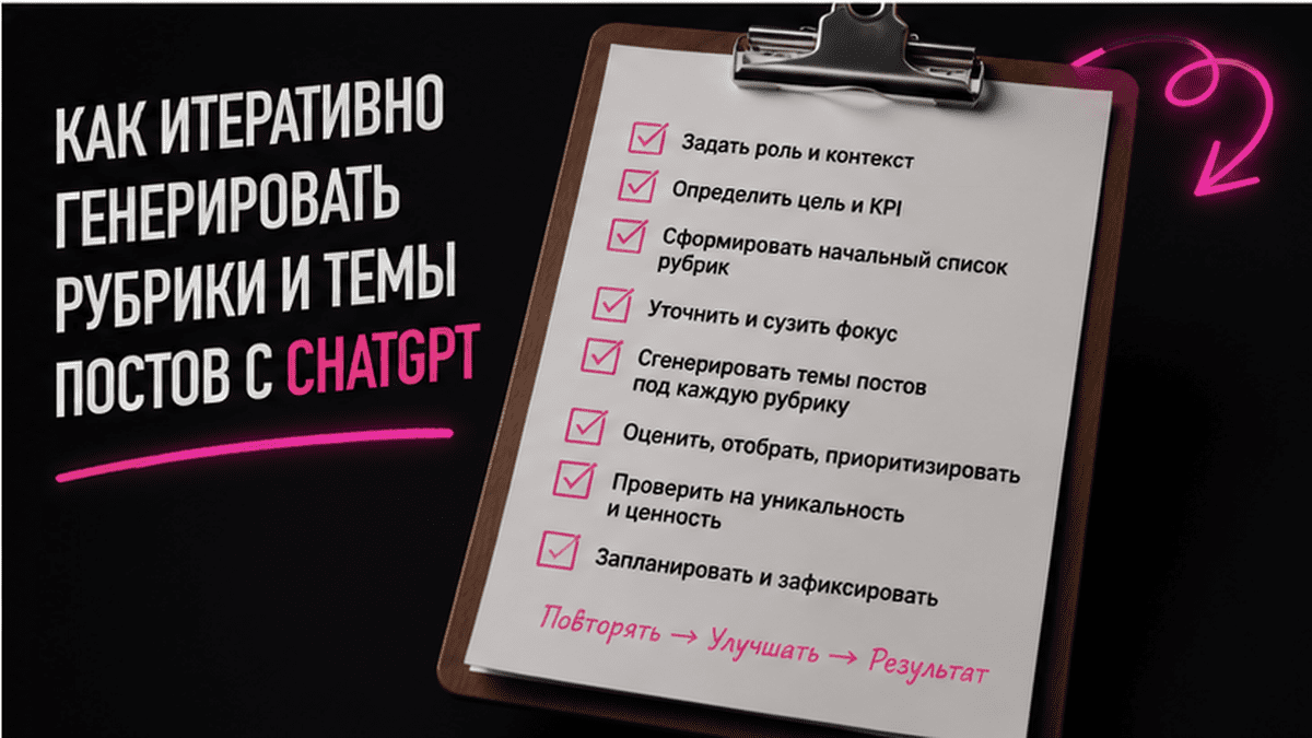 Чеклист / printable board: Как итеративно генерировать рубрики и темы постов с ChatGPT