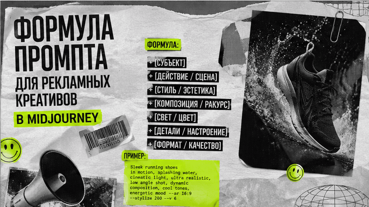 Zine-коллаж / мем-слой: Формула промпта для рекламных креативов в Midjourney