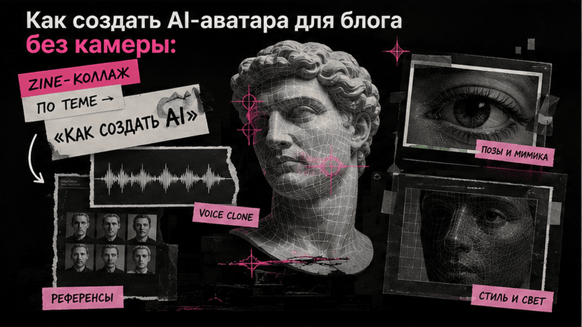 Zine-коллаж / мем-слой: Как создать AI-аватара для блога без камеры