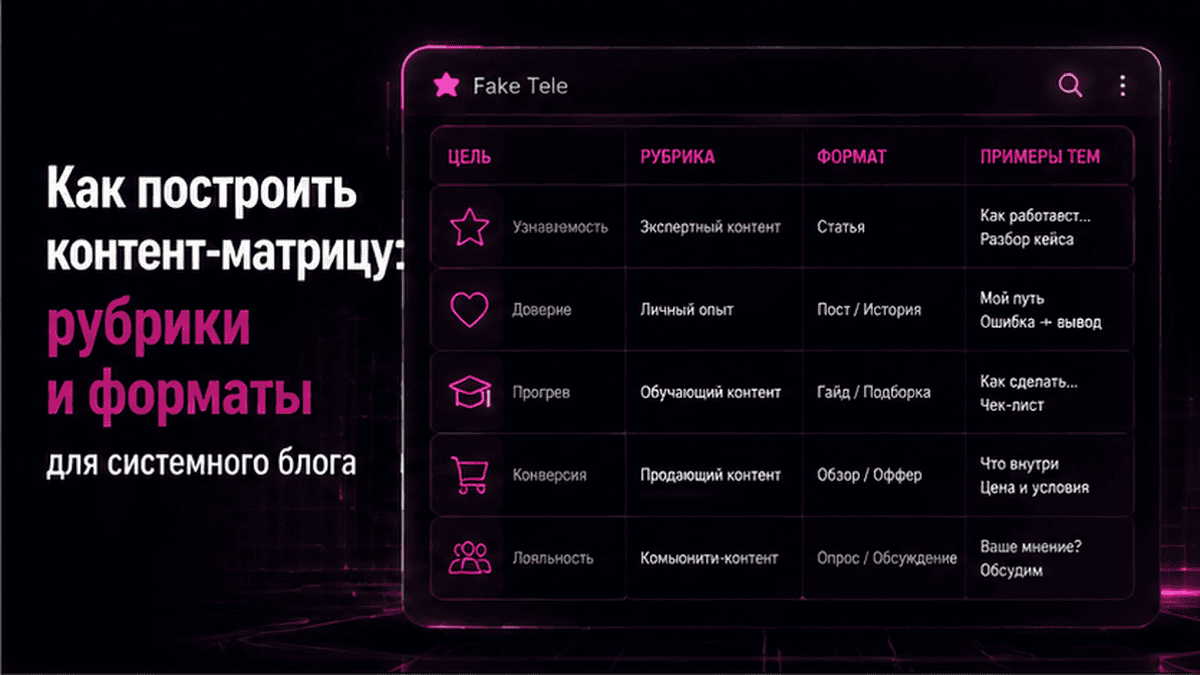 Telegram-чат / диалог: Как построить контент-матрицу: рубрики и форматы для системного блога
