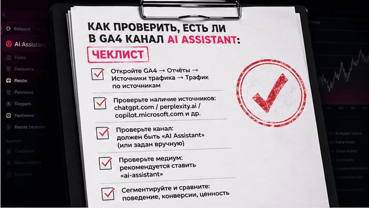Чеклист / printable board: Как проверить, есть ли в GA4 канал AI Assistant